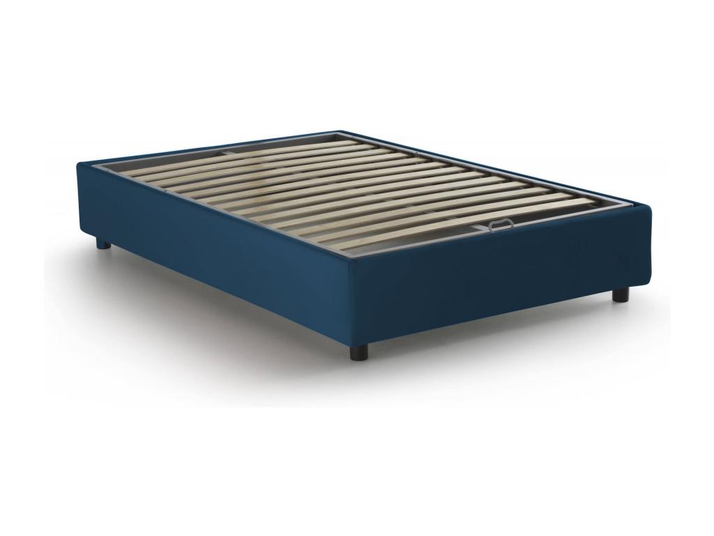 Bed double Luxameub Storage bed with revêtement in Fabric Made in Italy Ouverture latérale with Mattress 120x190 cm inclus Blue ZPZJ06631