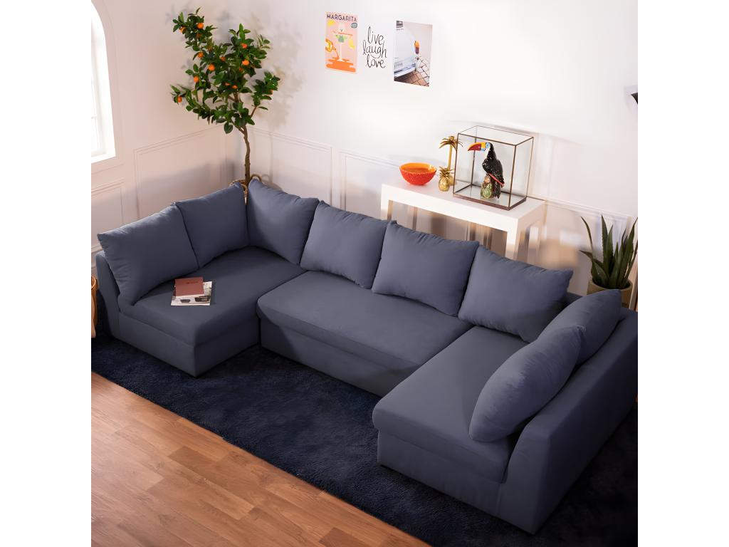 Sofa modulable 5 seats in polyester Blue ACRH87562