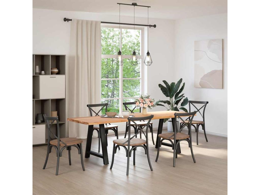 Dining Table Brown Light Mobenze of Oak Solid rectangulaire ANRQ26557