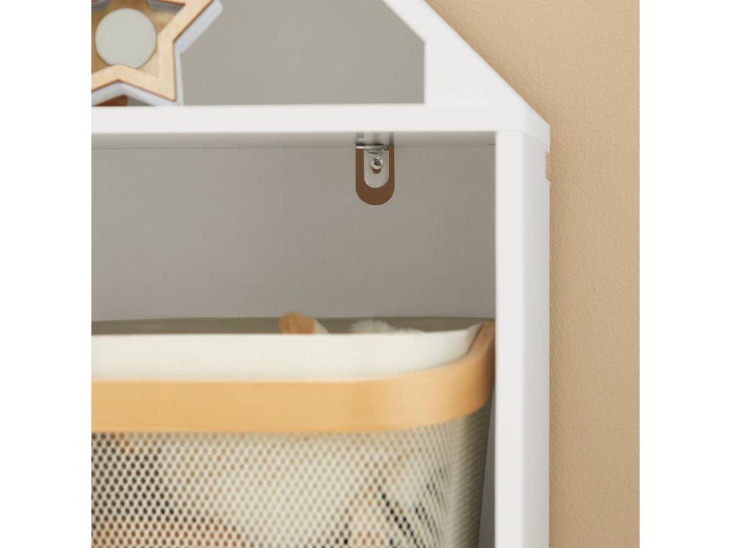 Children's Freestanding Bookcase with 1 Castle Viewing Window, 2 Compartments and 2 Doors KMB58-W AZEX66960