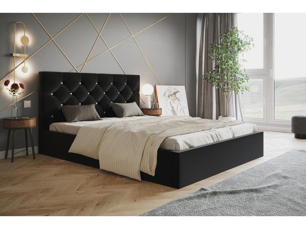Mobenze Double Bed 160x200 Mobenze - Bed with Storage Adult Bed Black Amor Velvet 4322 AFUS56463