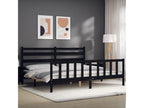 Bed frame with Headboard Black 200x200 cm bois Solid IPPN21589
