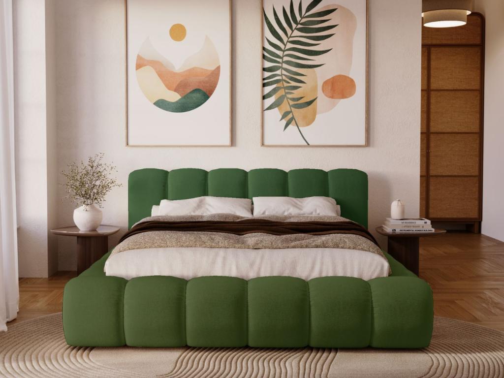 Bed Upholstered with Storage - 120x200 - Bed double - Velvet - Green - Luxameub DYFS26942