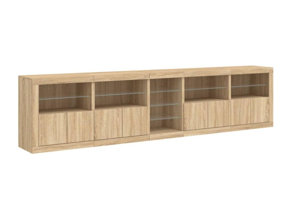 Sideboard with Luxameubères LED Oak Luxameub 283x37x67 cm XLUV20965