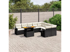 10-piece garden furniture set with cushions, black woven resin JWTN57548