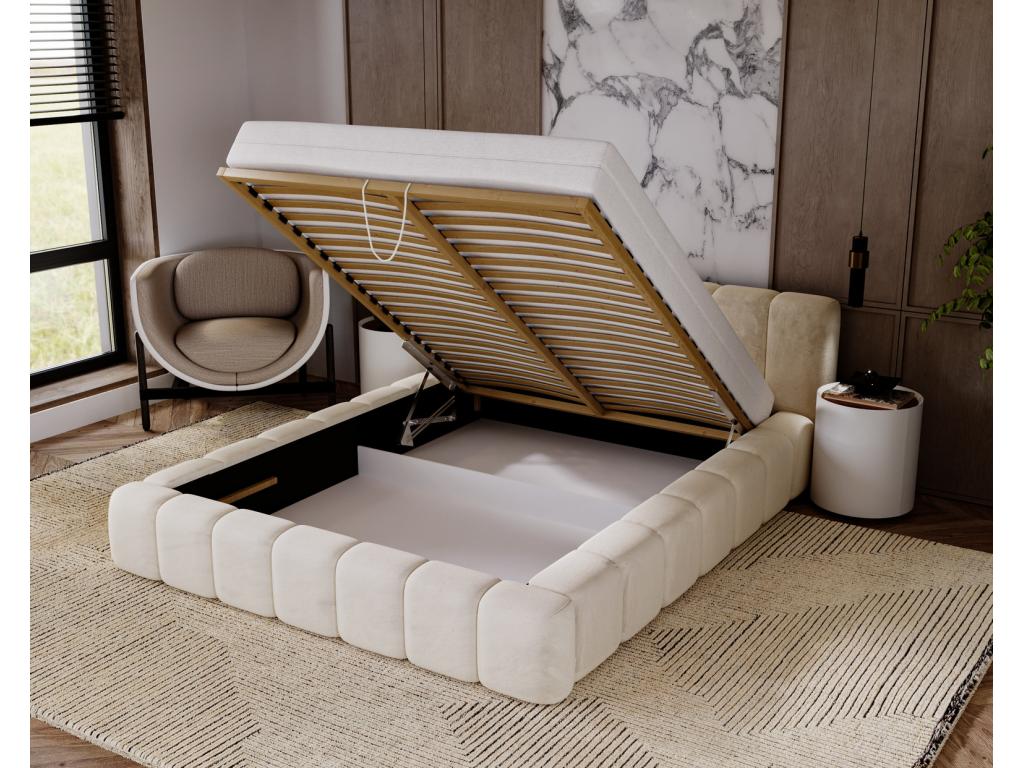 Luxameub Bed Upholstered 160x200 Luxameub - Bed adulte Bed Tufted Bed double with Storage - Gray Light Luxameub Velvet 2218 PSFC38021