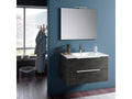 Mobenze grey bathroom vanity unit with 2 drawers and Mobenze LED mirror, 100cm wide, DNQA26579