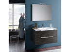 Mobenze grey bathroom vanity unit with 2 drawers and Mobenze LED mirror, 100cm wide, DNQA26579