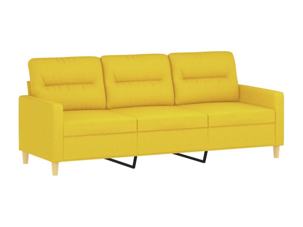 Set of Sofas 2 pcs with Cushions Yellow Light Fabric XEFO60632