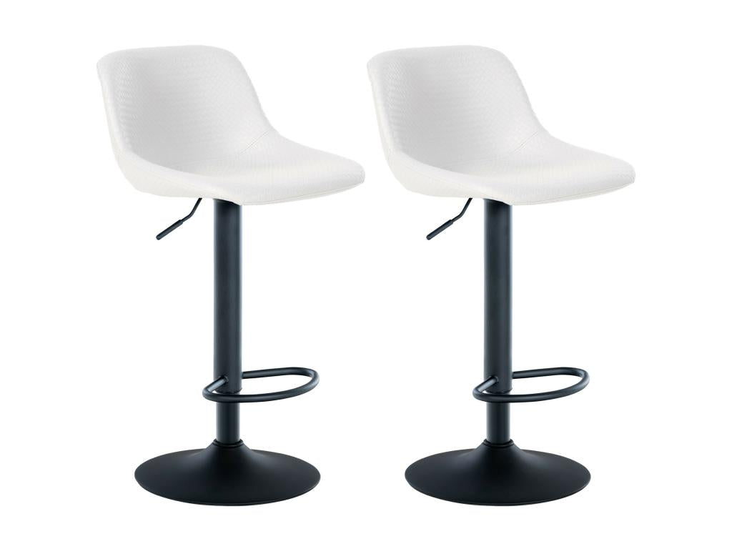Set of 2 Bar Stools - Faux Leather / Metal - White - Luxameub ZVJC11670