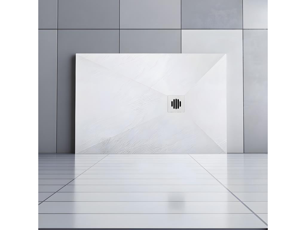 140x90cm shower tray with ABS grate, rectangular shower base, extra-flat, white, non-slip, EJLZ12385