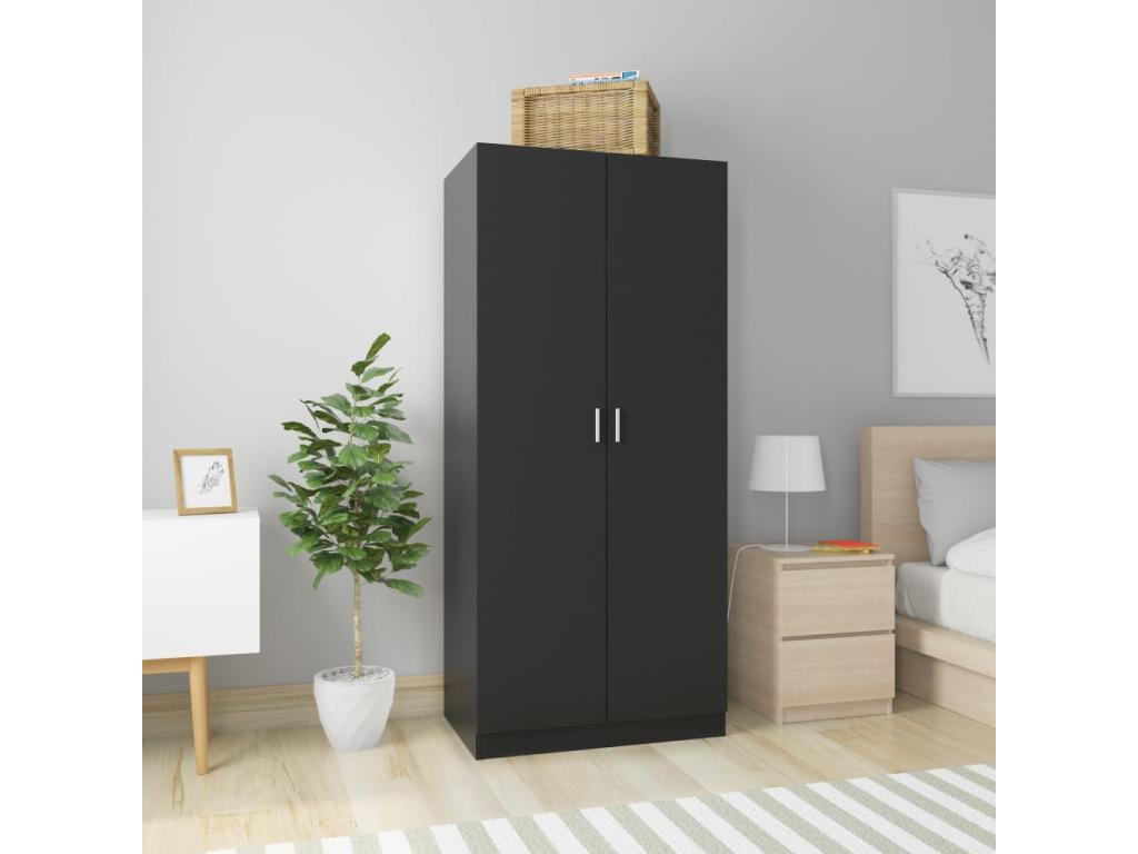 Black Wardrobe 80x52x180 cm Engineered Wood UEDW44618