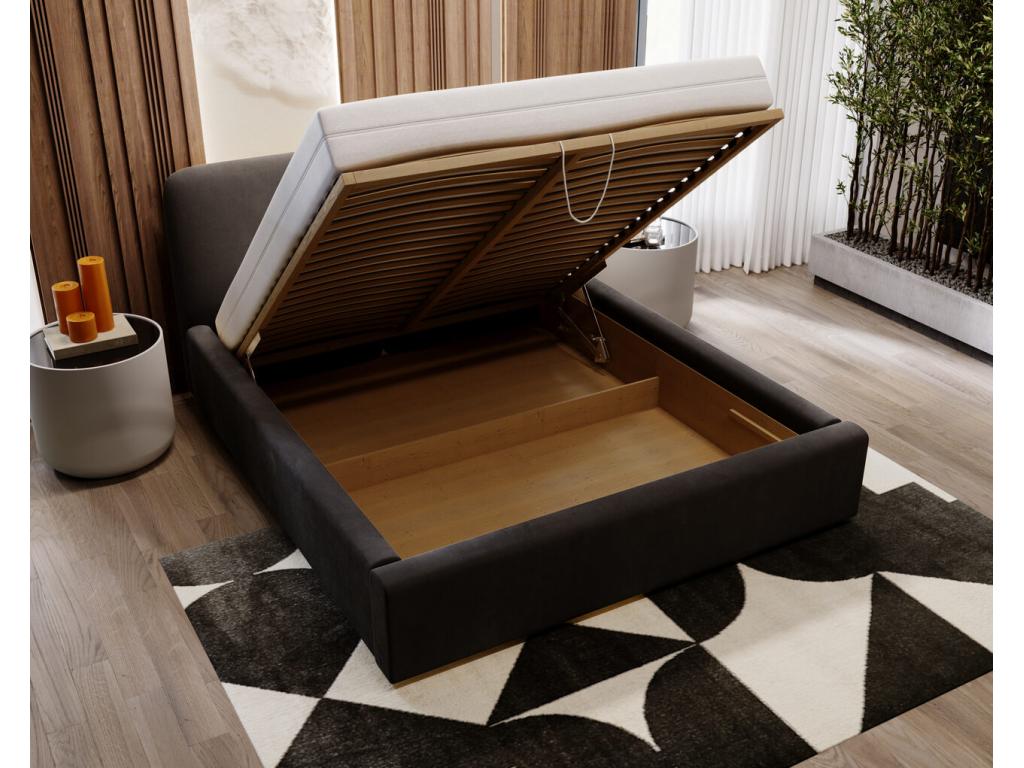 Bed Upholstered with Storage - 120x200 - Bed double - Velvet - Black - Luxameub FTYV73006