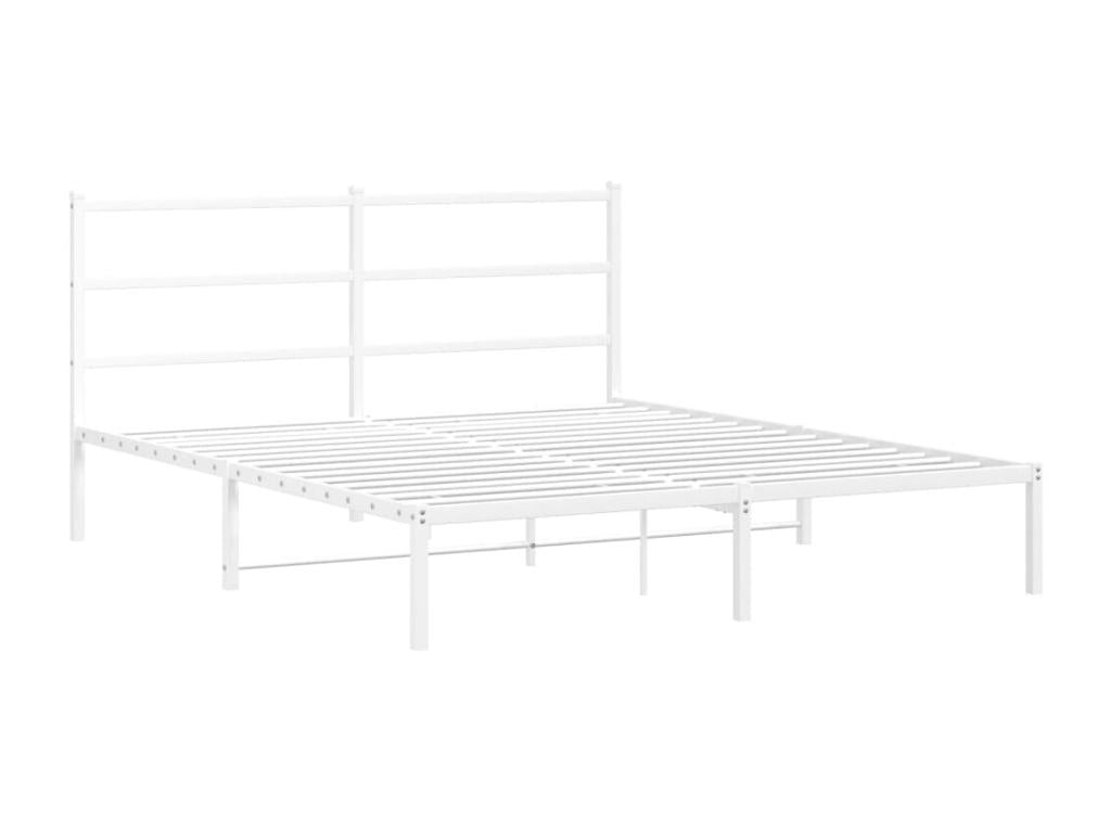 Bed frame Metal with Headboard White 150x200 cm YACB06424