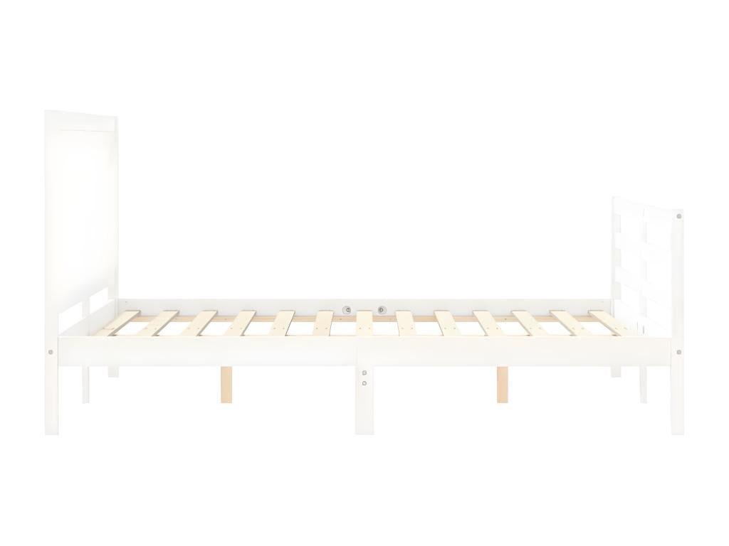 Bed frame without Mattress White 140x190 cm bois of Pine Solid QIBP89859