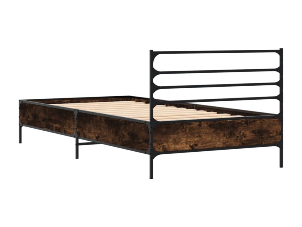 Bed frame Oak Smoked 75x190 cm Mobenze d'ingénierie and Metal DXBL27620