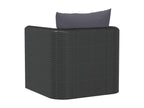 Armchair with cushions, black woven resin, JEQL24944