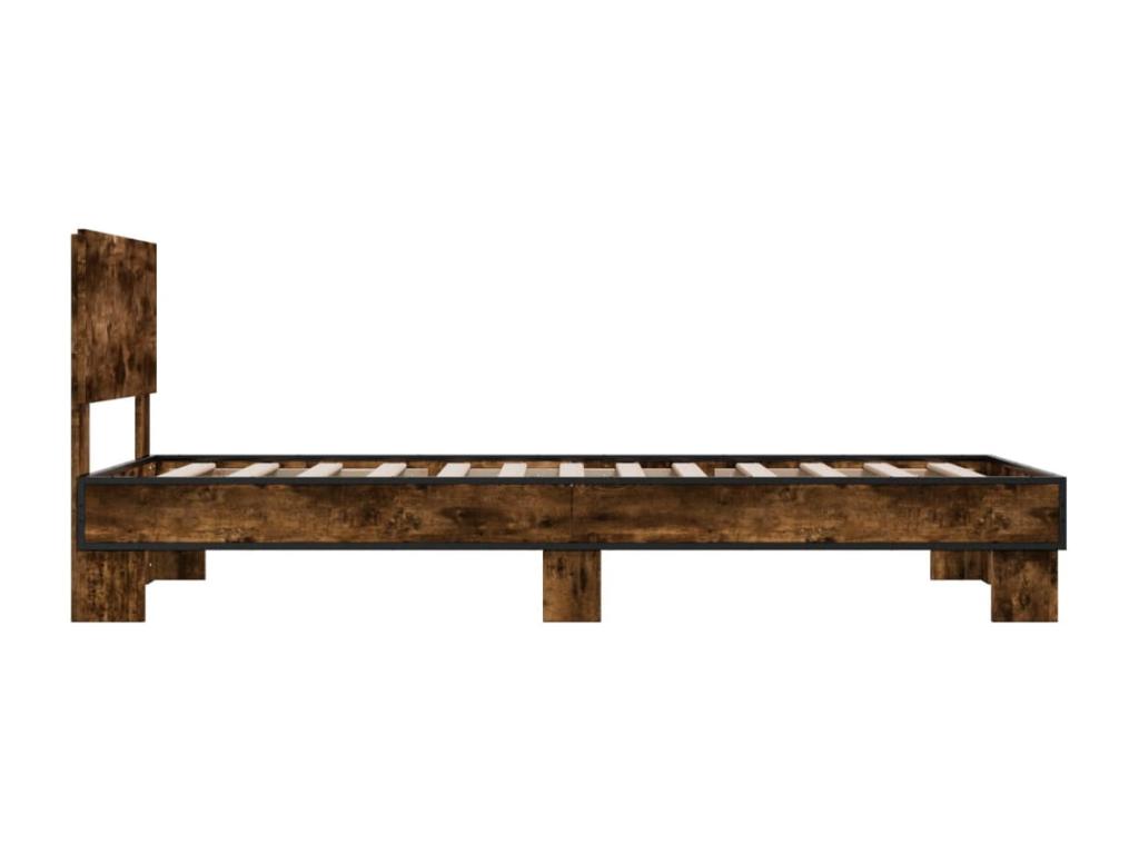 Bed frame Oak Smoked 75x190 Mobenze d'ingénierie and Metal CNWJ30165