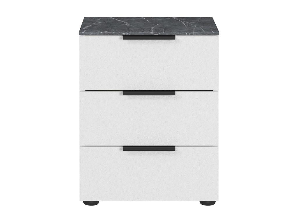 Table of chevet Design trois Drawers blanche and aspect marbre MARBLE OTCT91118