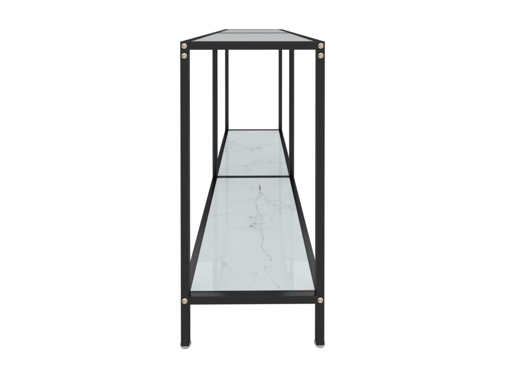 Table Console table White 140x35x75.5 cm Verre trempé BXNX43744