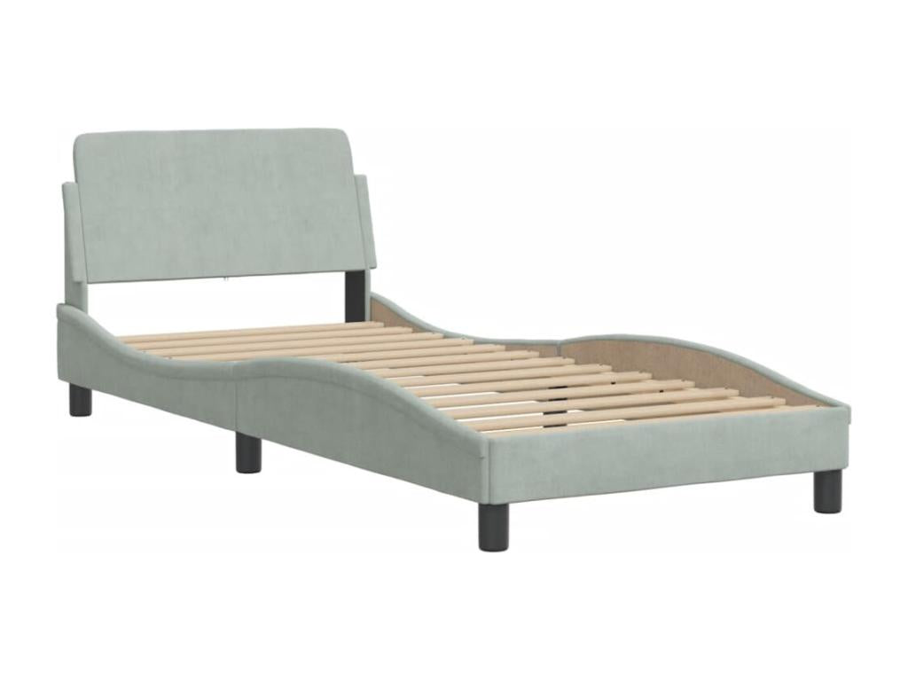 Bed frame with Headboard Gray Light 90x190 cm Mobenze PPHG60140