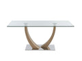 Dining Table 6 personnes in verre trempé MDF and Steel inoxydable - Natural Light - Luxameub II IWHZ35707
