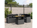 6-piece garden furniture set with cushions, black woven resin DHTT24387