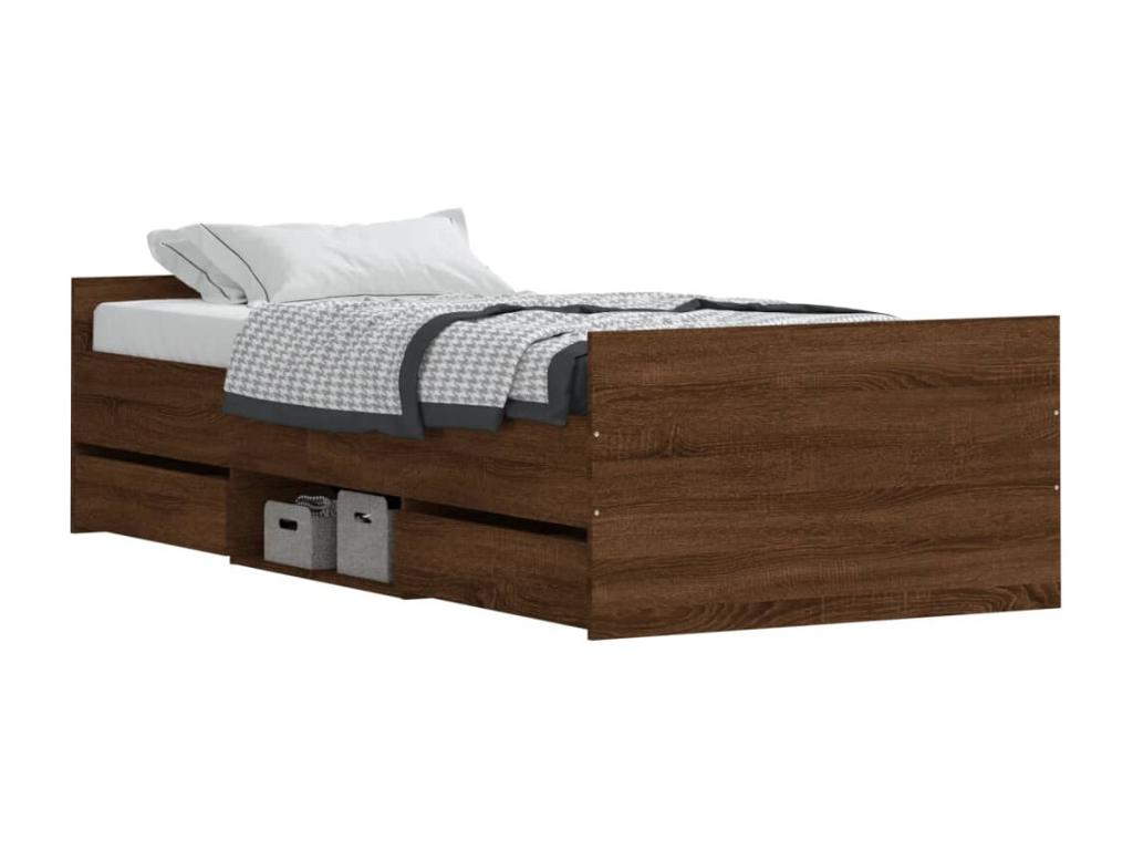 Bed frame Headboard and pied of Bed Oak Brown 90x190 cm ZZKD71175