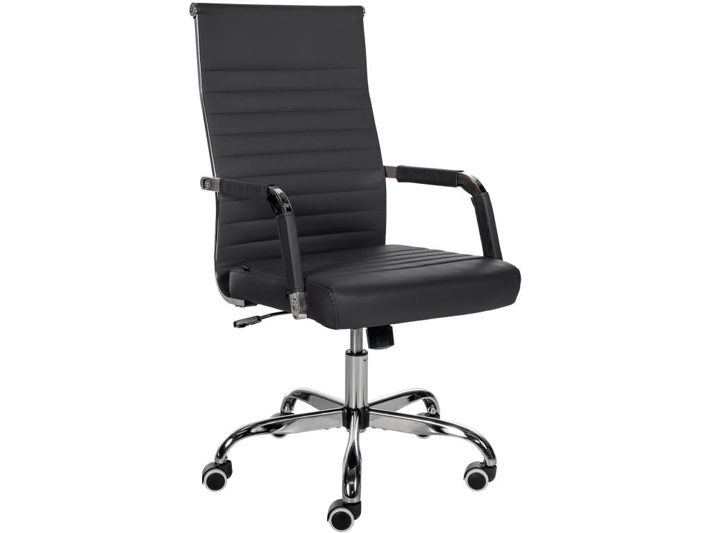 Chair of Desk - Faux leather / Metal Chrome - Black - Luxameub YUOC47699