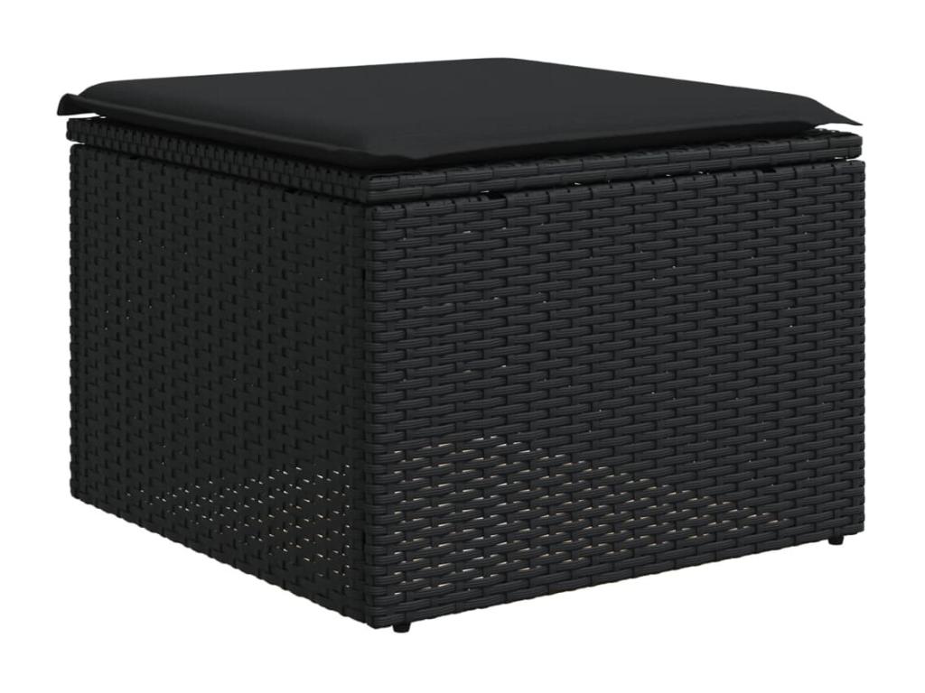 6-piece garden furniture set with cushions, black woven resin YODL22438