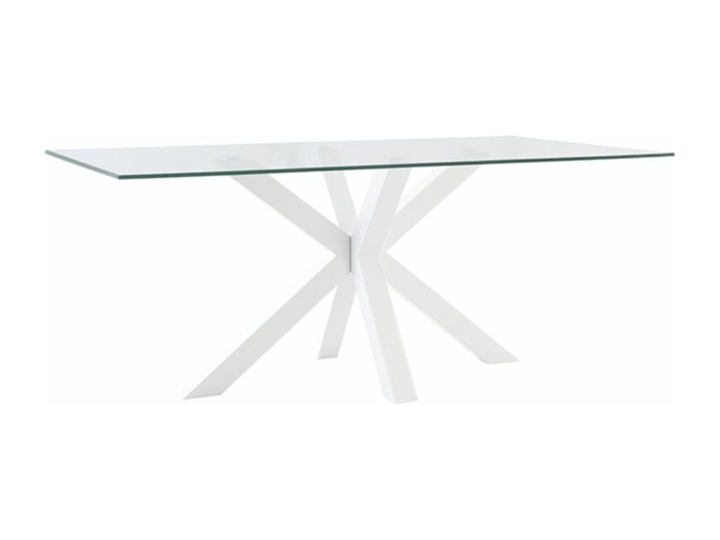 Dining Table Modern Luxameub – Verre trempé and pieds métalliques-Couleur Black-Largeur 140 cm PWBH42981