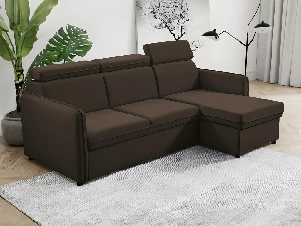 Luxameub 127 Brown Corner Sofa with Sleeping Function and Bedding Box, 220x140x84cm, MDSM39857