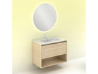 Luxameub wall-hung bathroom vanity unit in sanded oak, 80 cm. Mirror not included. MTKP19397