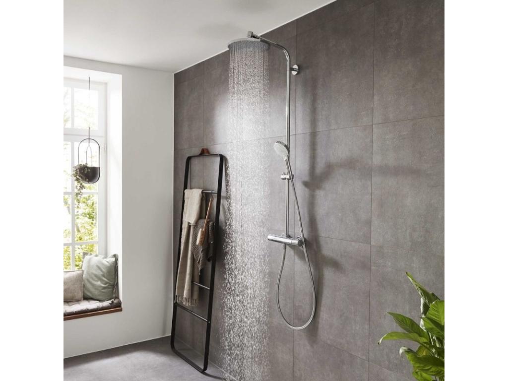 Luxameub PINPAI S 240 EcoSmart chrome thermostatic shower column with PINPAI shelf ZSFW28605