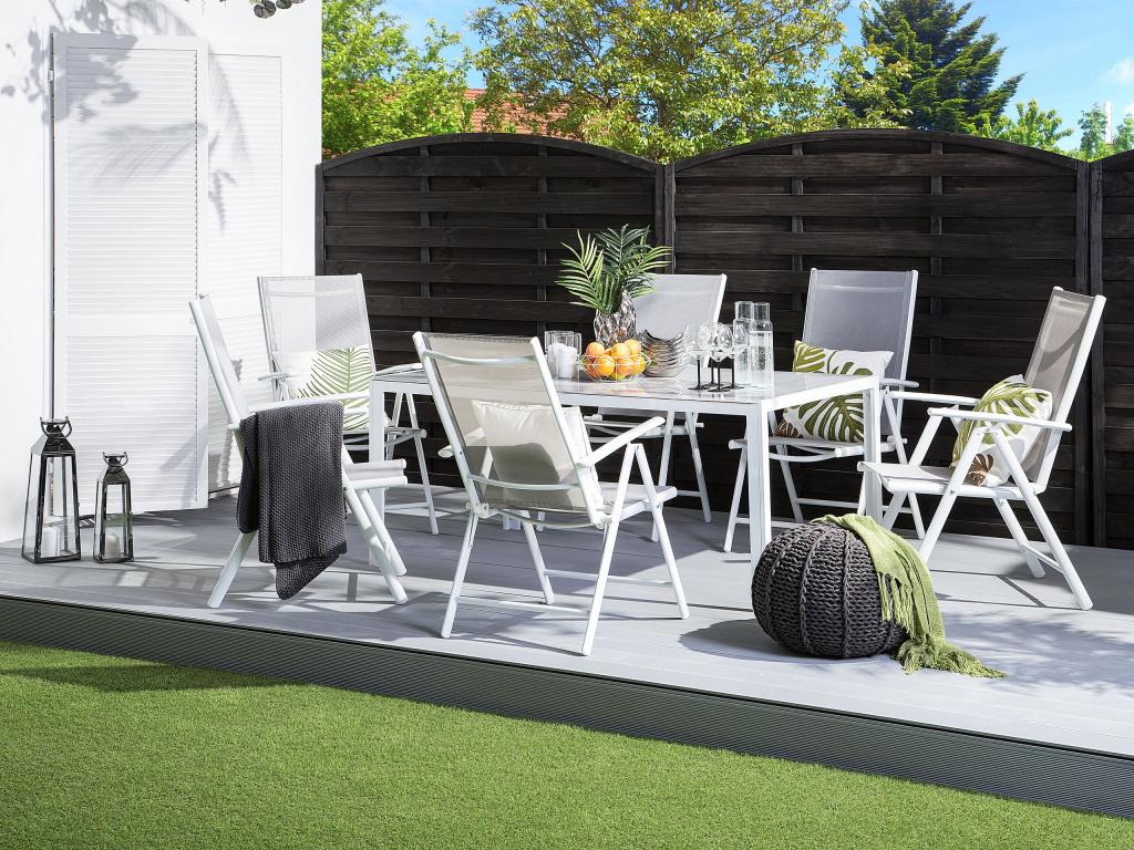 Luxameub 6-seater garden dining set, metal, grey, GBCI14554