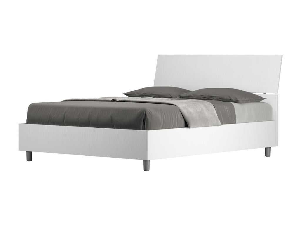 Bed double with Slatted base 140x190 Headboard inclinée frêne White Luxameub FAJX30973