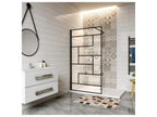100x200cm fixed walk-in shower screen with 90cm black support bar, 8mm anti-limescale glass, modern style UMPJ37436