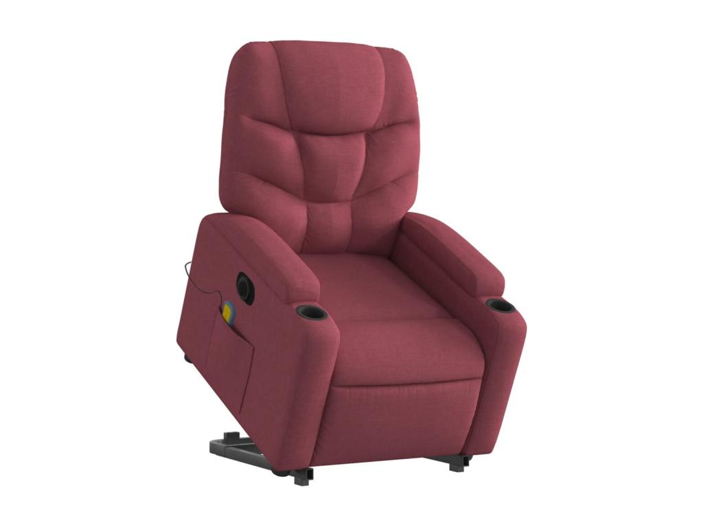 Electric Massage Recliner Chair, Burgundy Red Fabric ZWRV97883