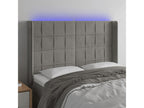 Light Grey LED Headboard 147x16x118/128 cm Velvet AGCY39916