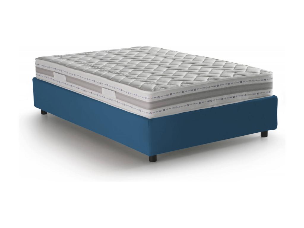 Bed double Luxameub Storage bed with revêtement in Fabric Made in Italy Ouverture latérale with Mattress 120x190 cm inclus Blue ZPZJ06631