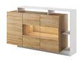 Sideboard 3 Doors and 3 niches with LEDs - Coloris Natural and White - Luxameub QYJK54624