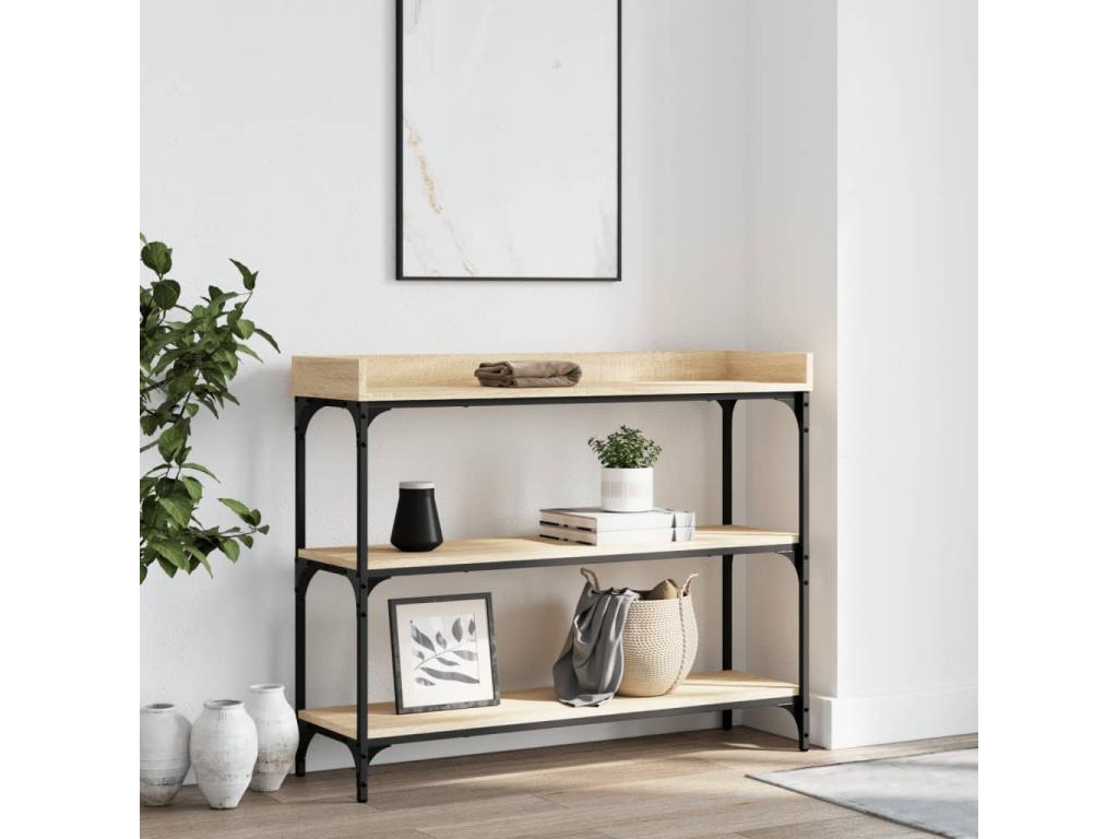 Table Console table with Shelves Oak Luxameub 100x30x80 PIBA76615