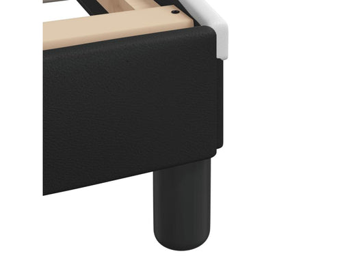 Black and white bed frame without mattress, 140x200 cm, faux leather, STSF97841