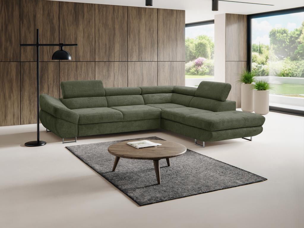 Sofa d'angle droit Sofa-bed in Fabric texturé Green Luxameub QMIT31047