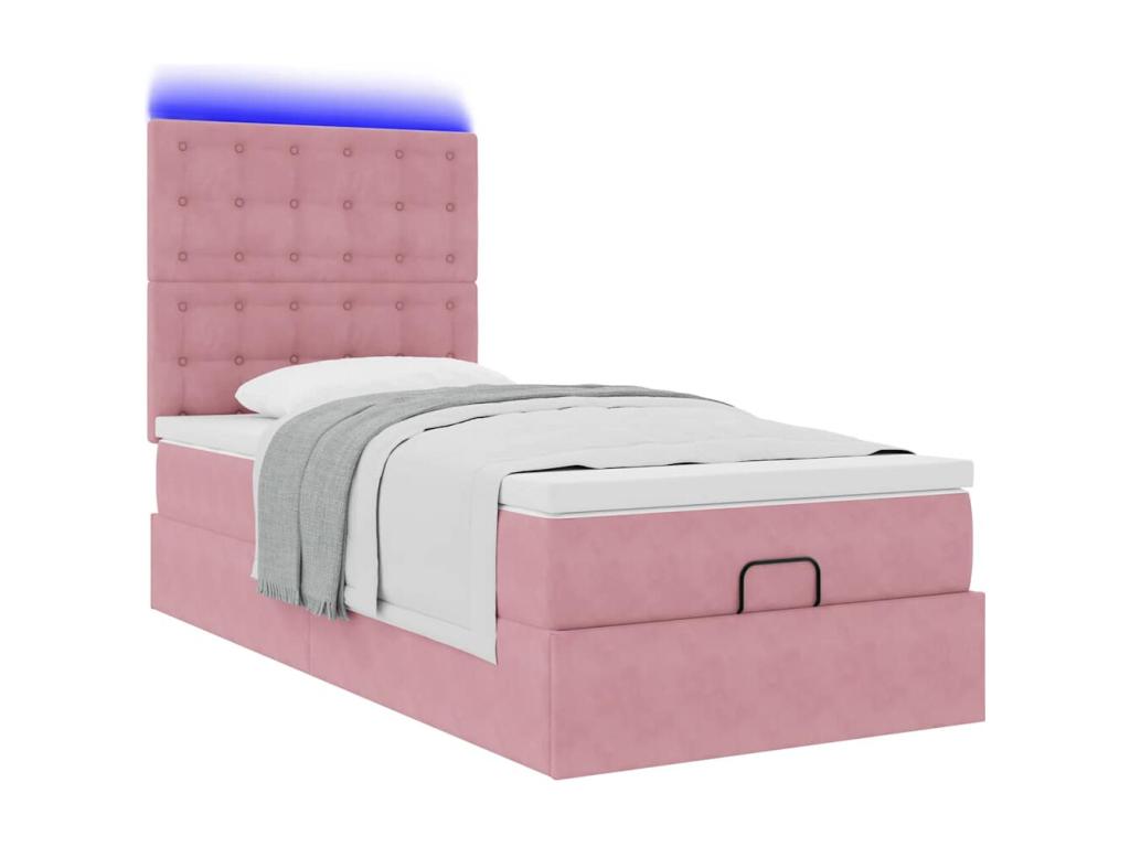Bed frame PINPAI with Mattress Pink 100x200 cm Velvet LRIU95547