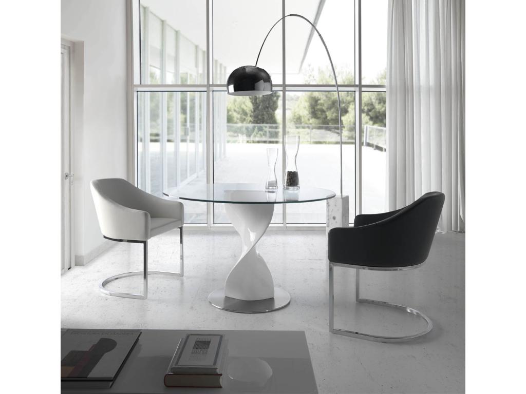 Armchair Design simili cuir Gray and pieds Steel inoxydable Mobenze - Set of 2 ACRD65625