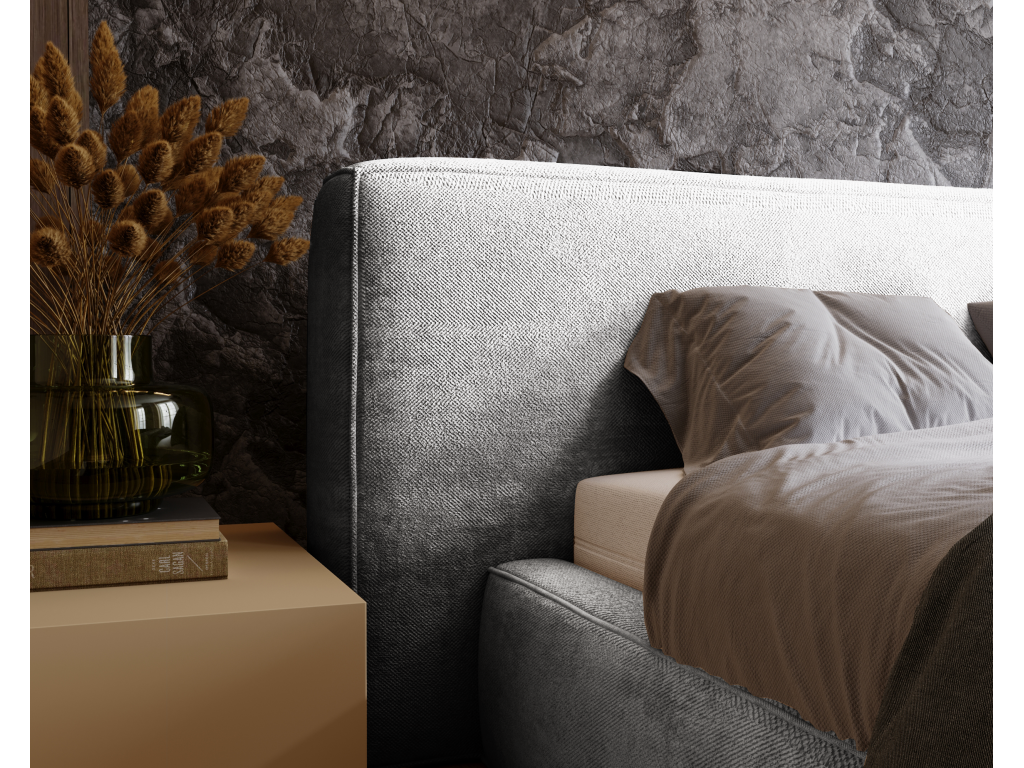 Bed Upholstered with Storage - 140x200 - Bed double - chenille - Gray Light - Luxameub TIMZ51577