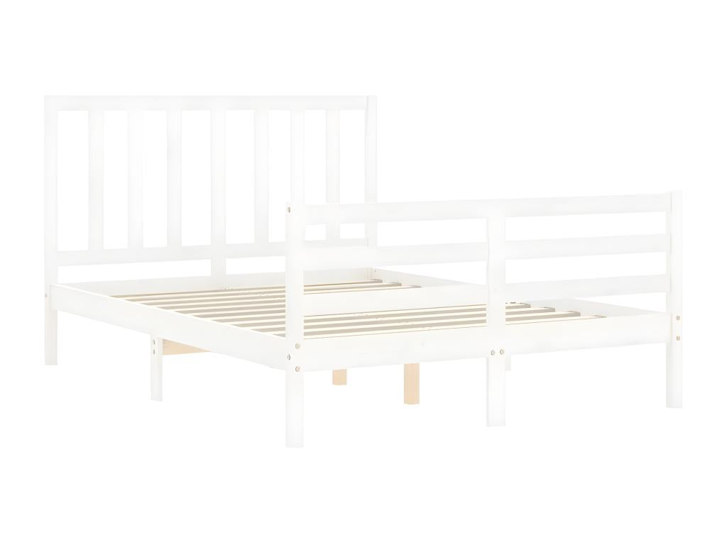 Bed frame without Mattress White 140x190 cm bois of Pine Solid QIBP89859