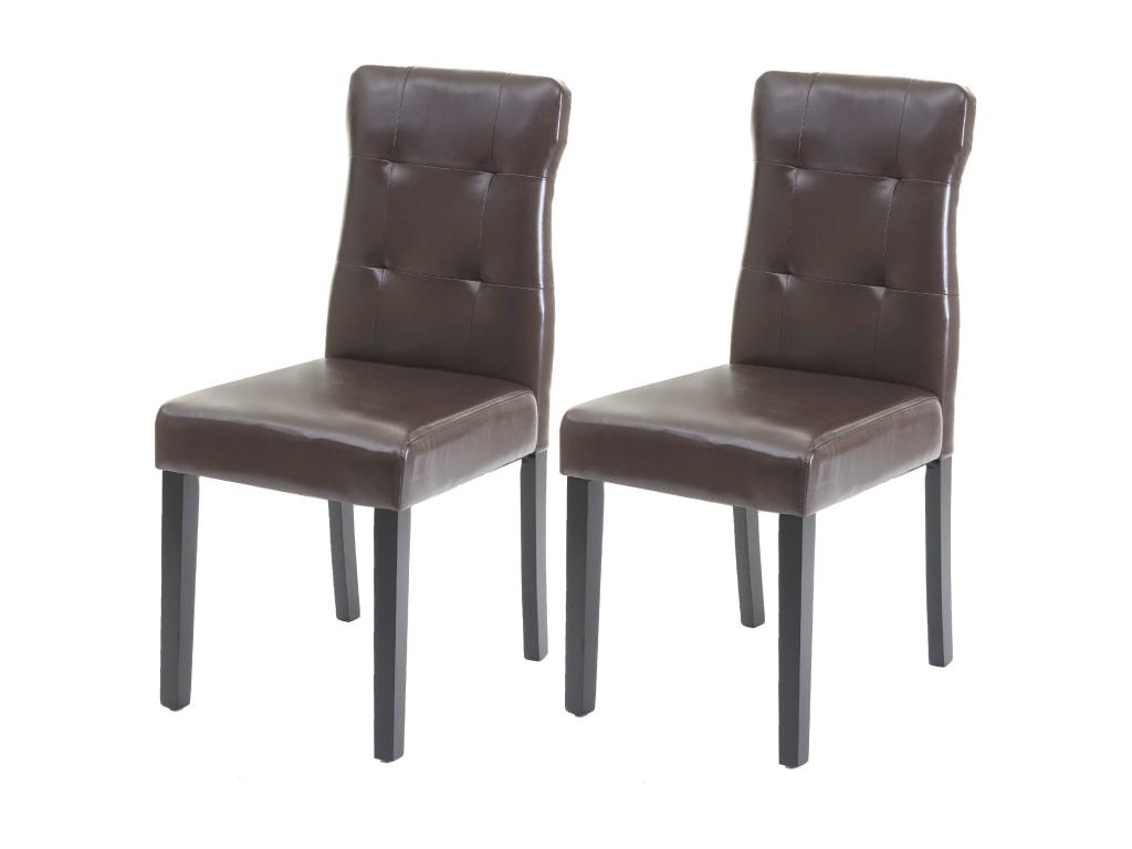 Mobenze-E58 dining chair, set of 2, brown faux leather, dark legs QNVV58711
