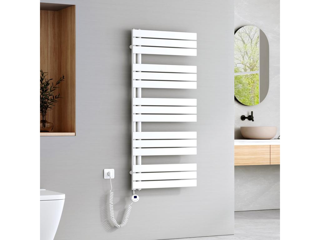 Luxameub Electric Towel Warmer Panel with Heating Element, Thermostat, Heating Strip with Timer, White, 1320x600mm, 800W, ZVYQ79778